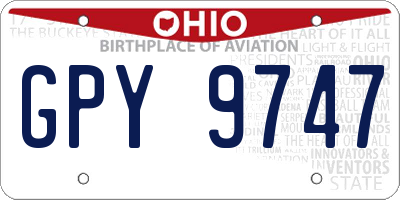 OH license plate GPY9747