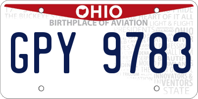 OH license plate GPY9783