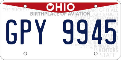 OH license plate GPY9945