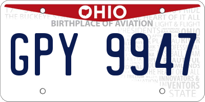 OH license plate GPY9947