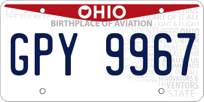 OH license plate GPY9967
