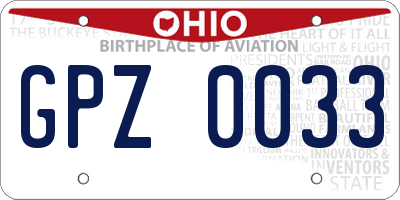 OH license plate GPZ0033