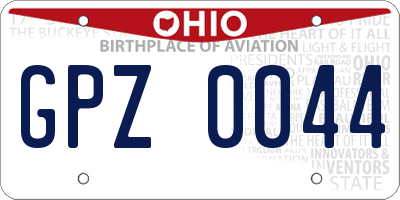 OH license plate GPZ0044