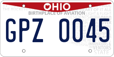 OH license plate GPZ0045