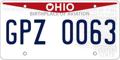 OH license plate GPZ0063