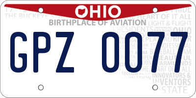 OH license plate GPZ0077