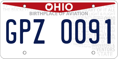 OH license plate GPZ0091
