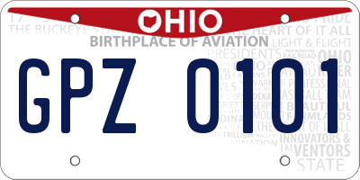 OH license plate GPZ0101