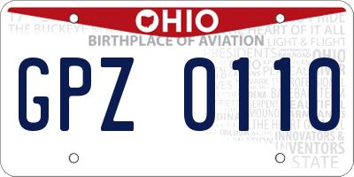 OH license plate GPZ0110