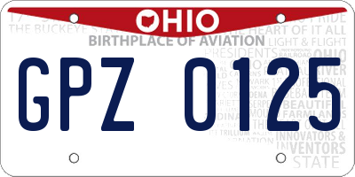 OH license plate GPZ0125