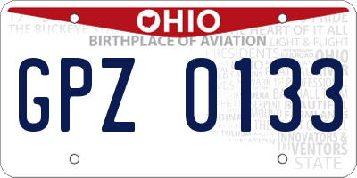 OH license plate GPZ0133