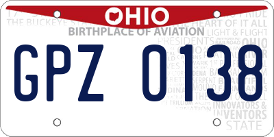 OH license plate GPZ0138