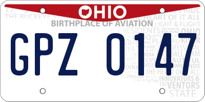 OH license plate GPZ0147