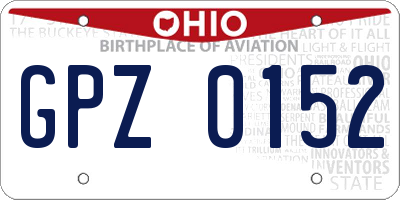 OH license plate GPZ0152
