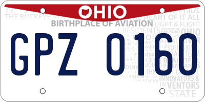 OH license plate GPZ0160