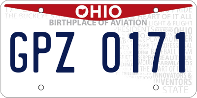 OH license plate GPZ0171