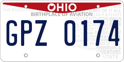OH license plate GPZ0174
