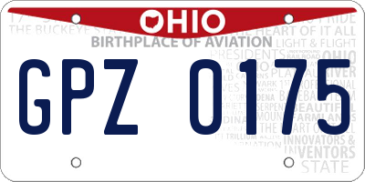 OH license plate GPZ0175
