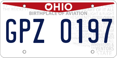 OH license plate GPZ0197