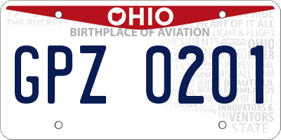 OH license plate GPZ0201
