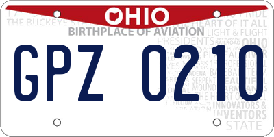 OH license plate GPZ0210
