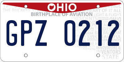 OH license plate GPZ0212