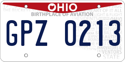 OH license plate GPZ0213
