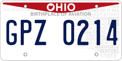 OH license plate GPZ0214