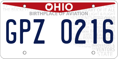 OH license plate GPZ0216