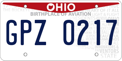 OH license plate GPZ0217