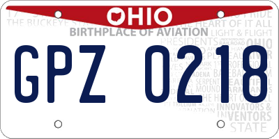 OH license plate GPZ0218