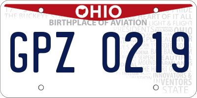 OH license plate GPZ0219