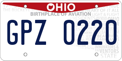 OH license plate GPZ0220