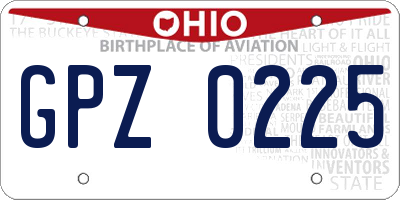 OH license plate GPZ0225