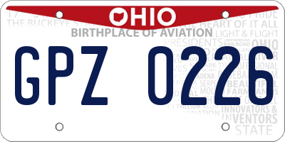 OH license plate GPZ0226
