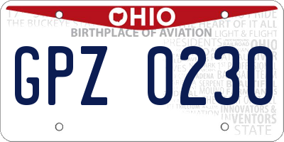 OH license plate GPZ0230