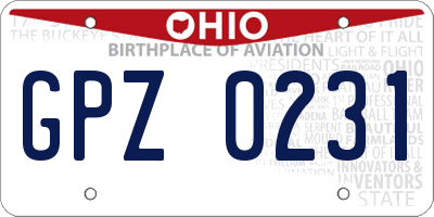 OH license plate GPZ0231