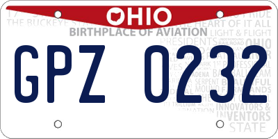 OH license plate GPZ0232