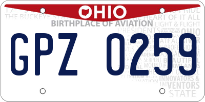 OH license plate GPZ0259