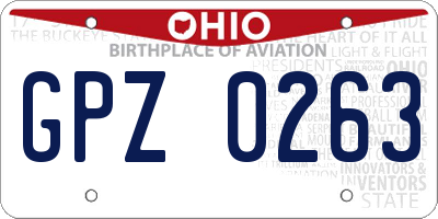 OH license plate GPZ0263