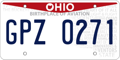 OH license plate GPZ0271