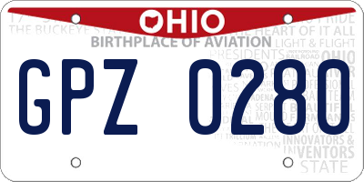 OH license plate GPZ0280