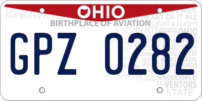 OH license plate GPZ0282
