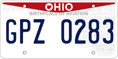 OH license plate GPZ0283