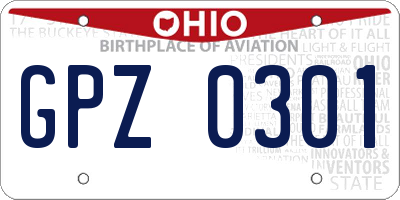 OH license plate GPZ0301
