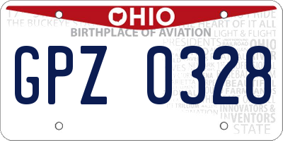 OH license plate GPZ0328