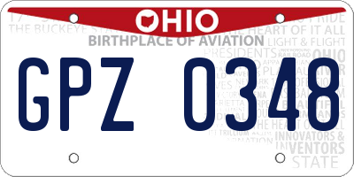 OH license plate GPZ0348
