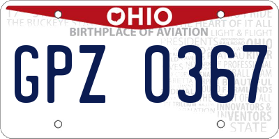 OH license plate GPZ0367