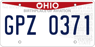 OH license plate GPZ0371