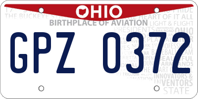 OH license plate GPZ0372